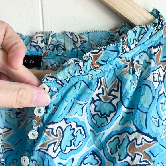 Talbots Women’s Blue and Brown Print Long Sleeve Lightweight Cotton Top … - Picture 6 of 10